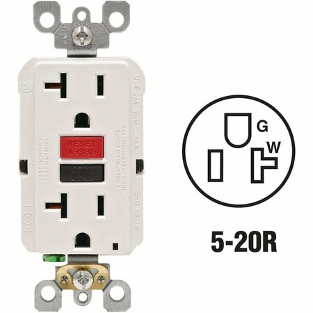 LEVITON SmartlockPro Self-Test 20A White Commercial Grade 5-20R GFCI Outlet R12-GFNT2-0RW